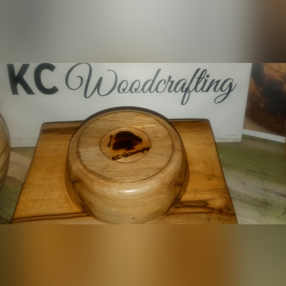 Cheese and cracker bowl solid maple hand turned by KC WOODCRAFTING - Picture 6 of 7